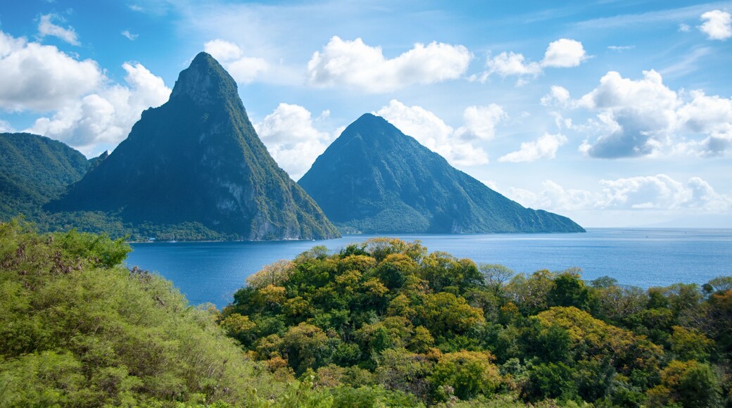 Panorama of Pitons at Saint Lucia, Caribbean