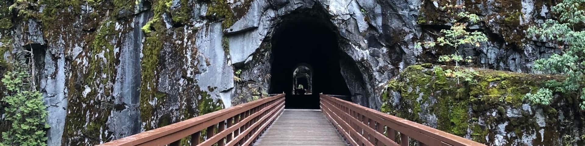 Othello Tunnels, early 1900âs railway tunnels built through a granite mountain. Easy 3.5km hike through trees, rivers and dark tunnels. #trovember