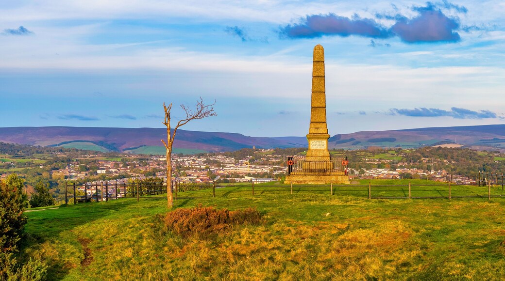 Panoramic view of Hyde War Memorial in Werner low country park, Greater Manchester UK.
