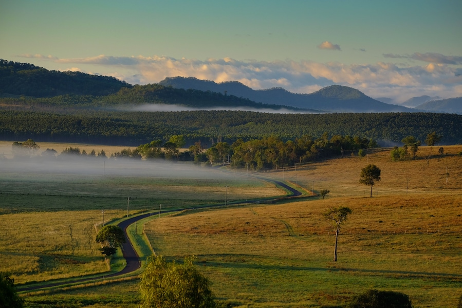View of the hills surrounding Grandchester in Ipswich and the Scenic Rim