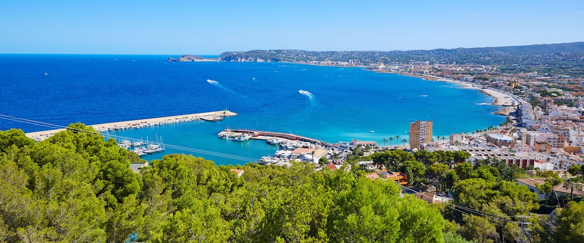 Javea Xabia village aerial in Mediterranean spain