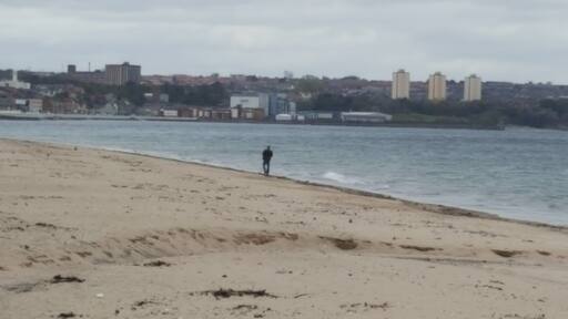 The view towards kirkcaldy prom from Seafield beach whete the coal mine once stood