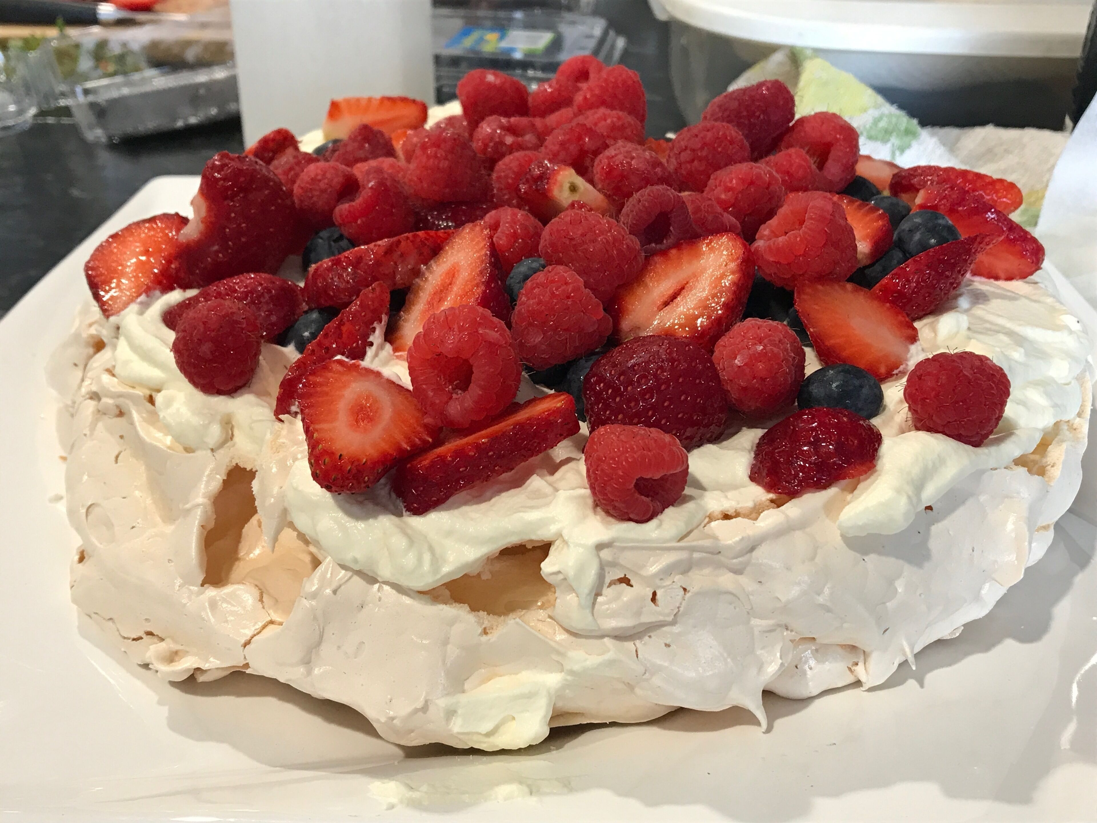 Pavlova with cream & berries #Trovember