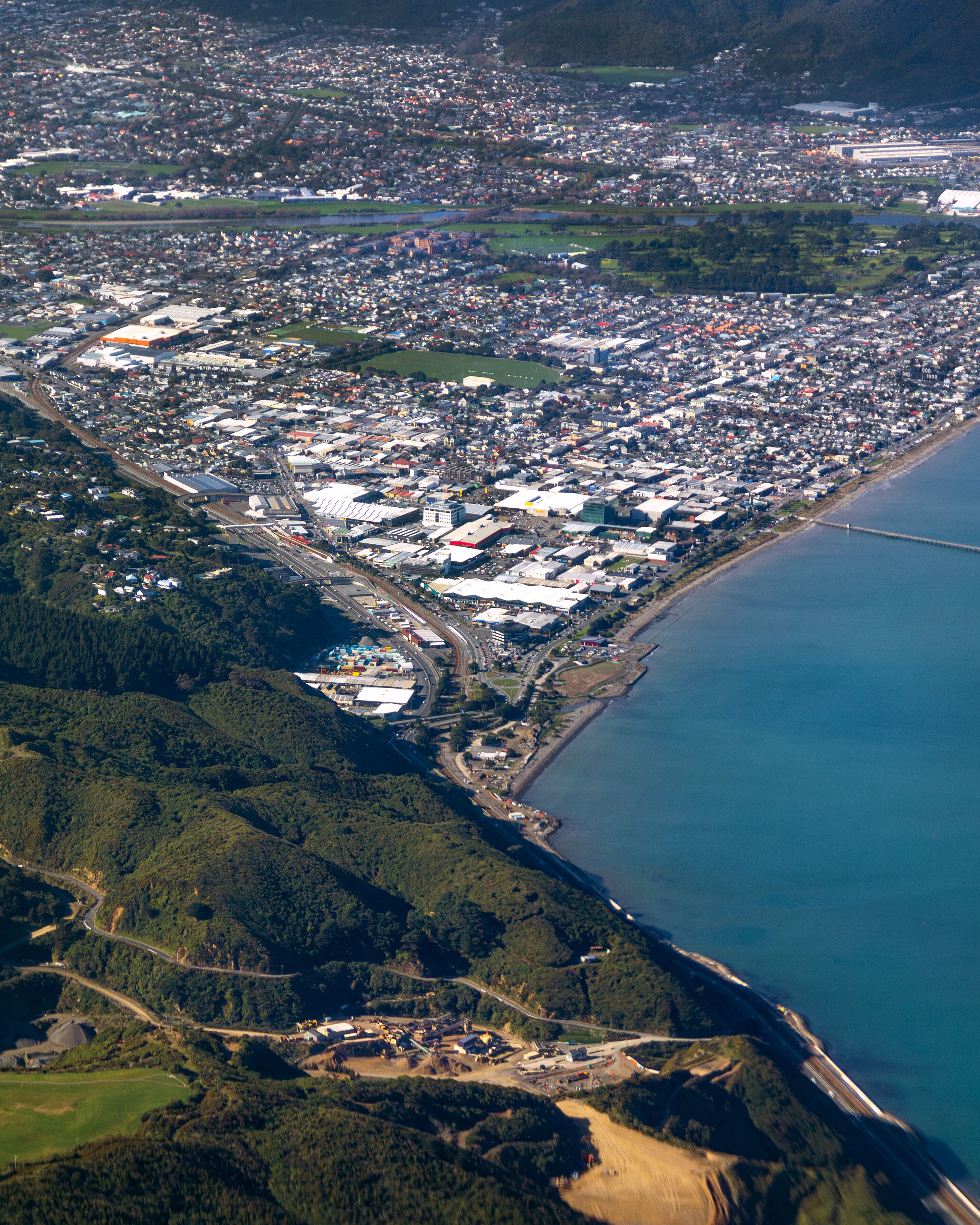 Petone, Lower Hutt, Wellington, New Zealand. Aerial view.