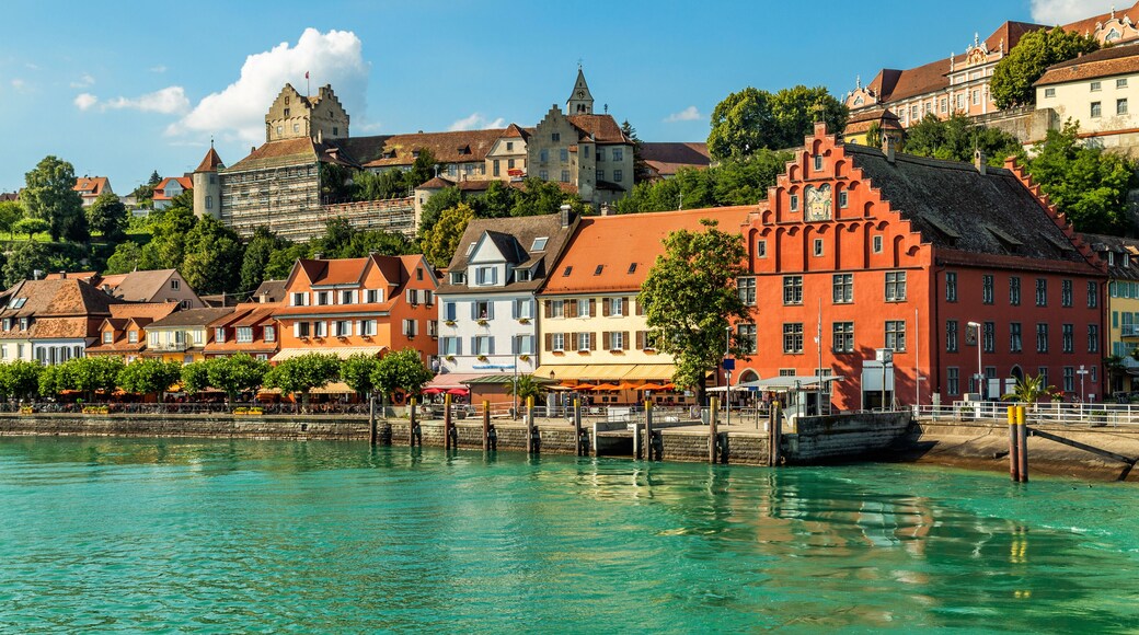 Meersburg, town in the German state of Baden-Wurttemberg on the shore of Lake Constance (Bodensee), famous for a Medieval Meersburg Castle. As seen from a ferry to Konstanz