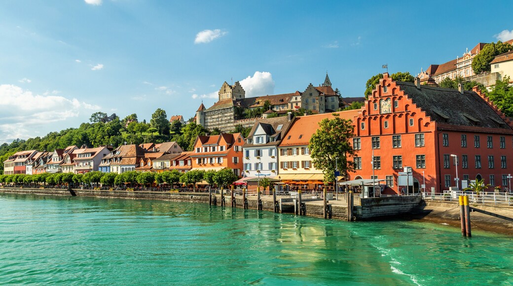 Meersburg, town in the German state of Baden-Wurttemberg on the shore of Lake Constance (Bodensee), famous for a Medieval Meersburg Castle. As seen from a ferry to Konstanz