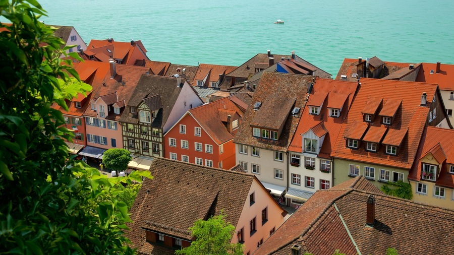 Meersburg which includes a river or creek and a city