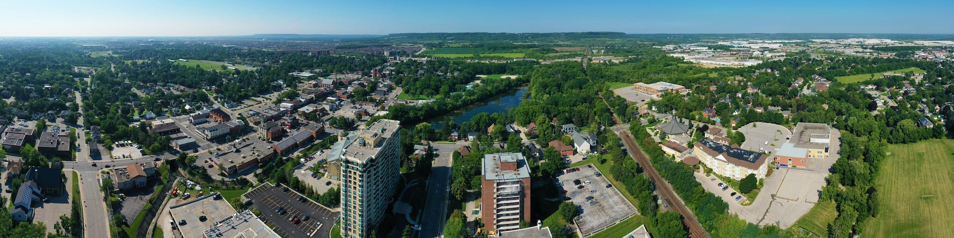Aerial panorama view of Milton, Ontario, Canada