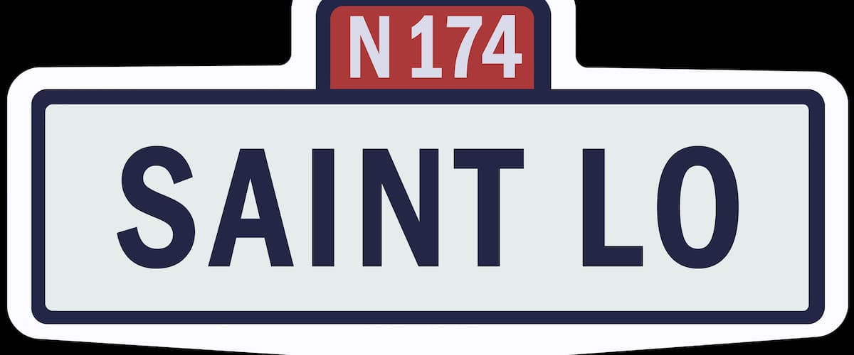A license plate with 'SAINT LO' and 'N174' on it.