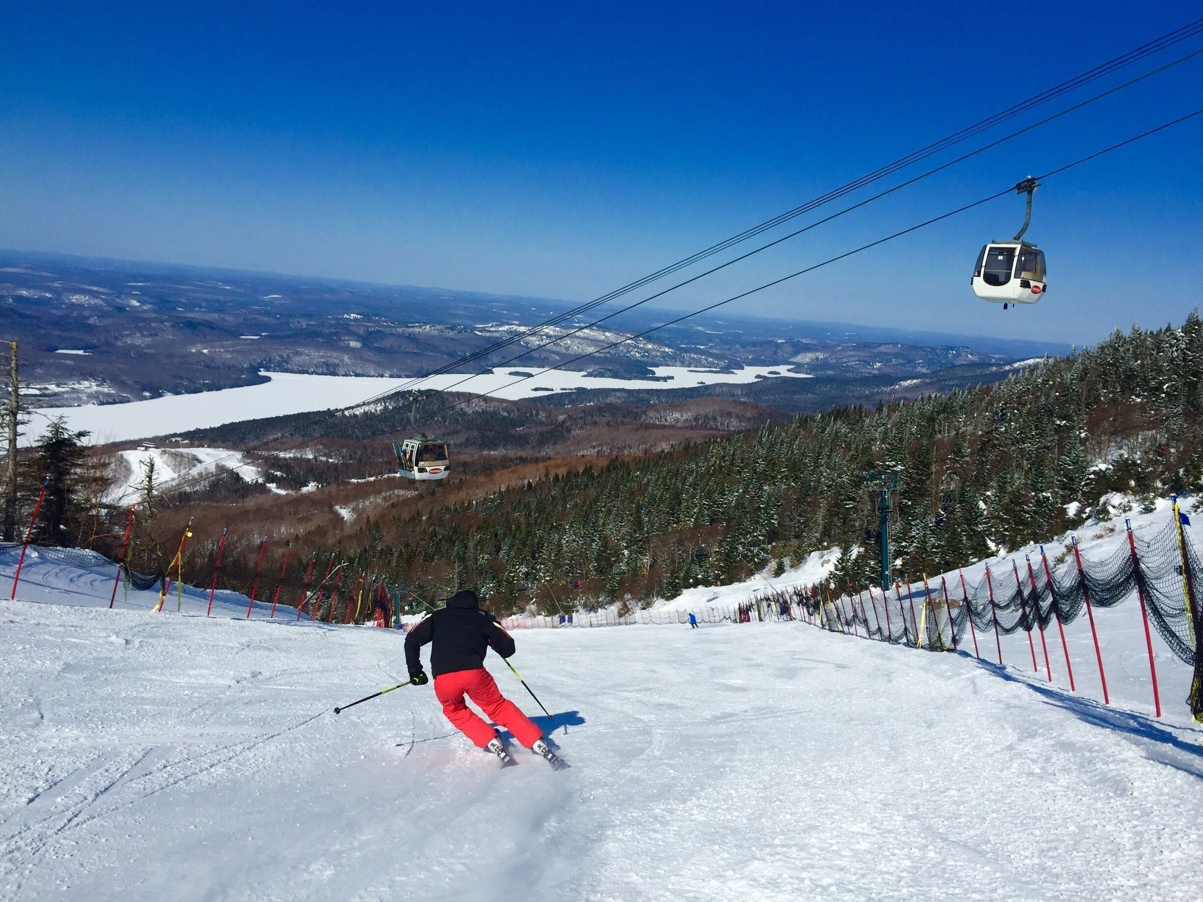 Spring skiing at Mont Tremblant.   Enjoying the empty slopes and sunshine this morning.  . 