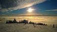 Snowboarding above the clouds. Beautiful ending to a great day of riding at Tremblant! #snow