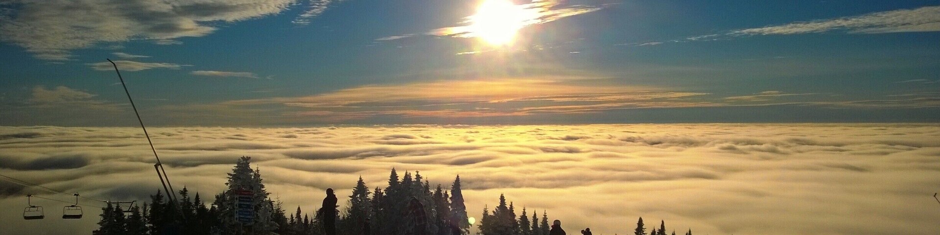 Snowboarding above the clouds. Beautiful ending to a great day of riding at Tremblant! #snow