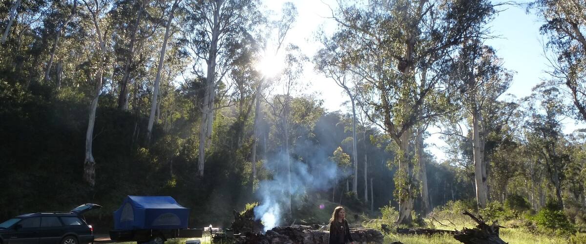 Fantastic, free camping... pretty little spot by the river. This is up in the high country of Victoria. Near Craig's Hut where the movie 'Man from Snowy River ' was filmed. Camping area is called Bindaree Flats, an old cattlemen's hut is opposite us...2 wheel drive access to this point on a rough road though...but ok to drive on. Grab a map and go!