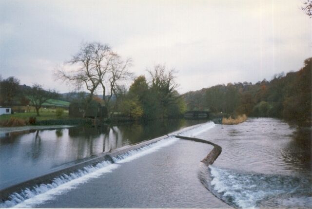 Weir on River Leven at Newby Bridge. Downstream of the bridge