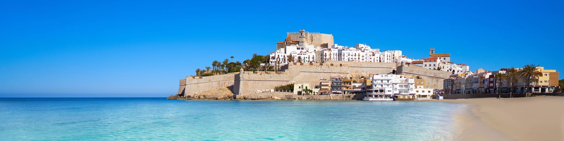 Peniscola skyline and castle beach Spain