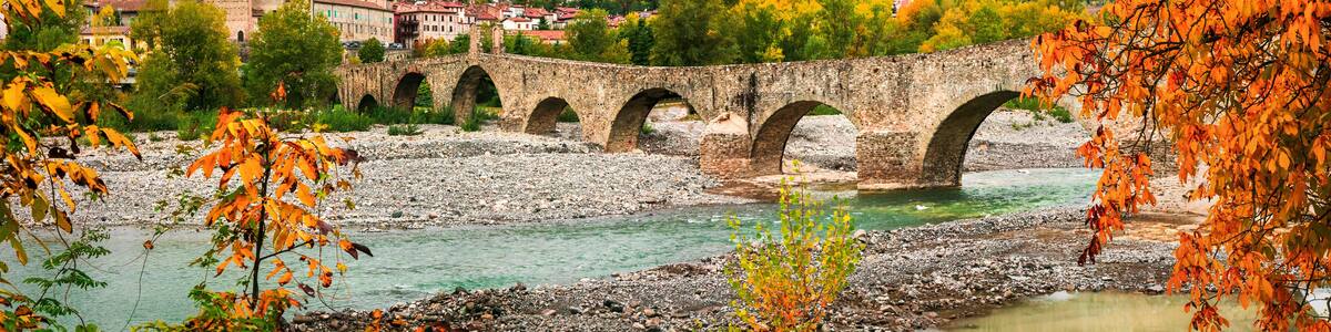 Bobbio - beautiful ancient town with impressive roman bridge, Italy