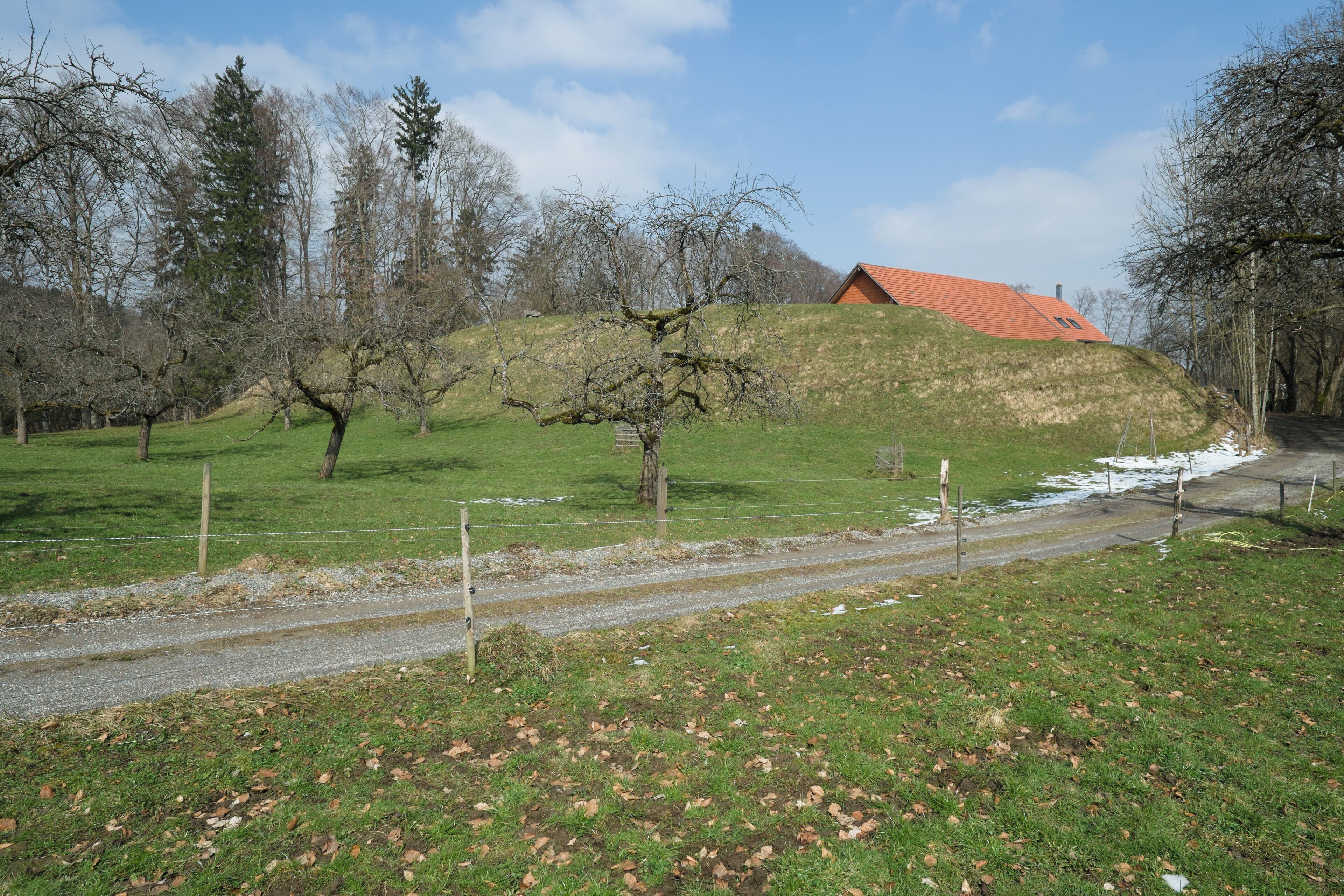 Earthworks near the Schmuckerhof, Ringgenburg, Ravensburg-Schmalegg, county Ravensburg, Baden Wurttemberg, Germany
