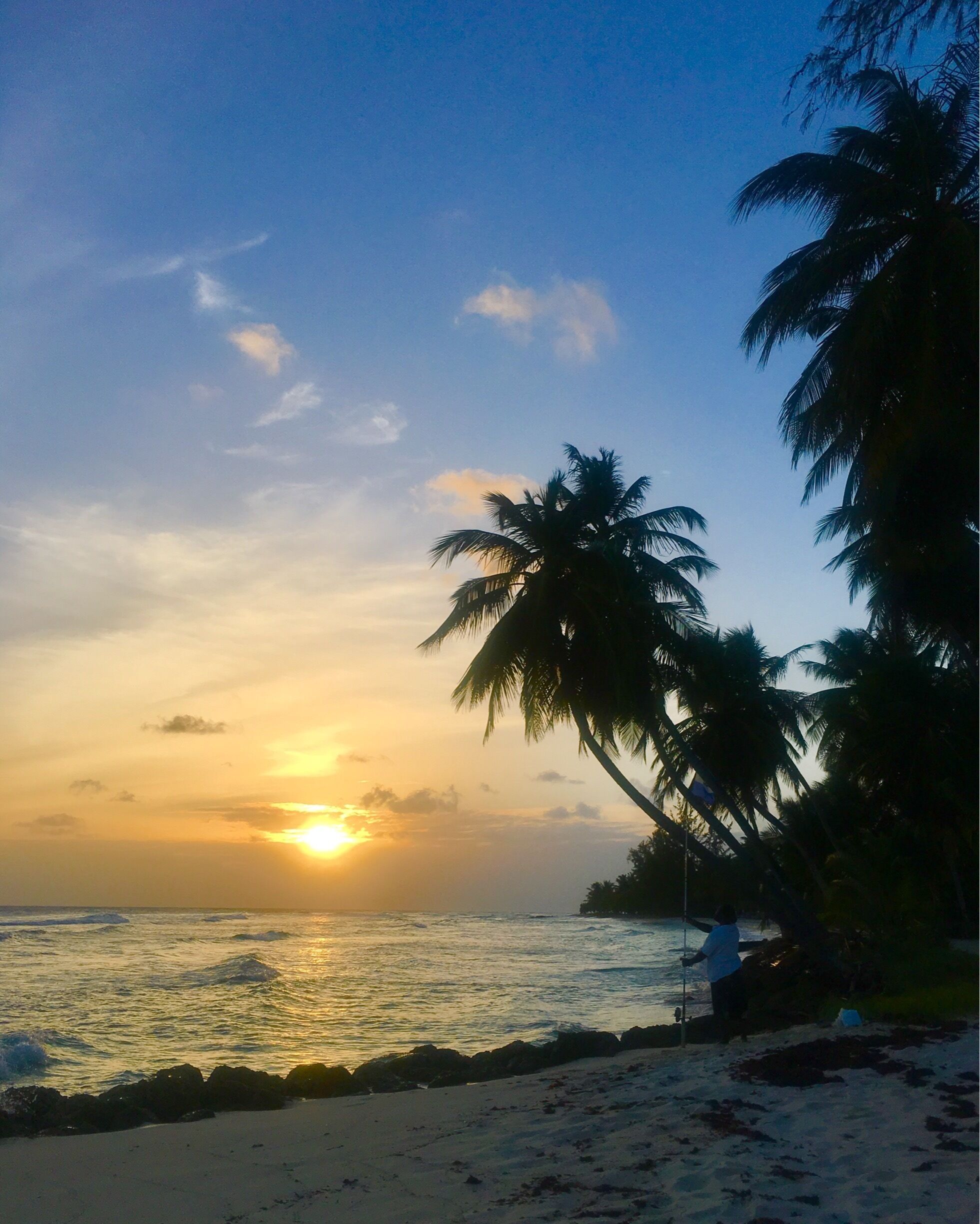 Barbados South Coast just off the boardwalk sunset. 