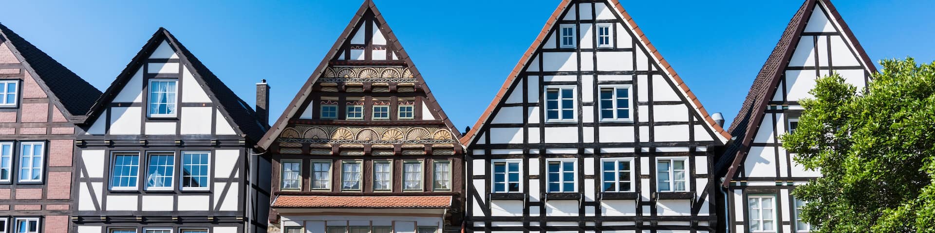 Half timbered houses in Rinteln. Germany
