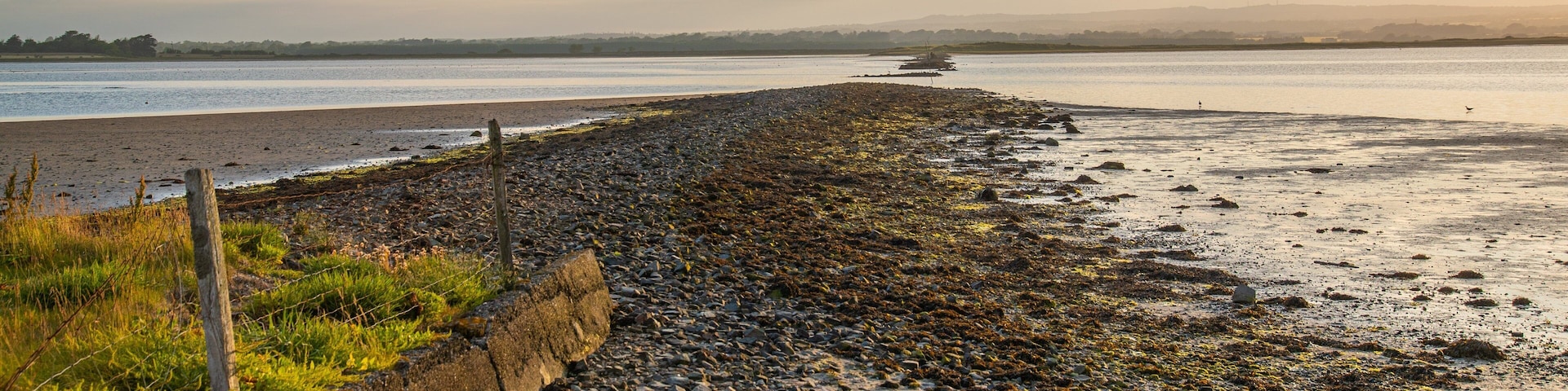 Rosslare featuring general coastal views, a pebble beach and a sunset