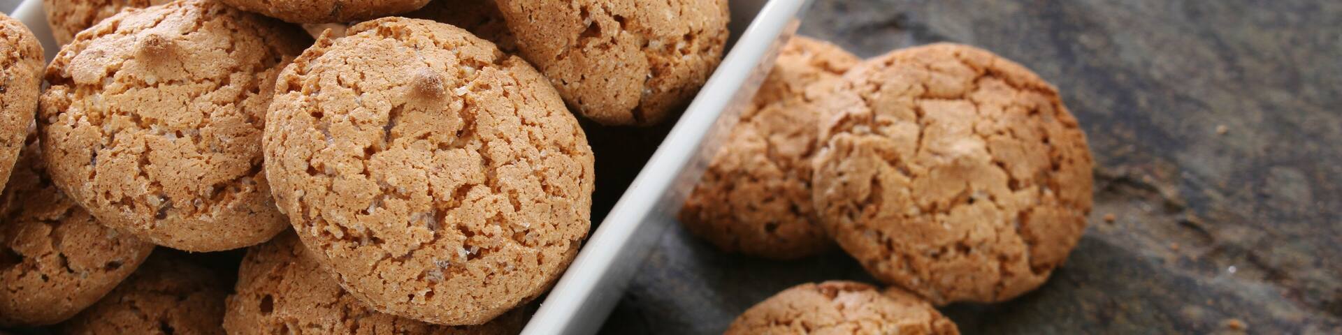 traditional ameretti biscuits in dish