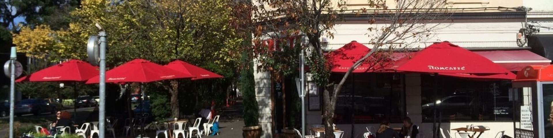 Cute cafés line outside South Melbourne markets