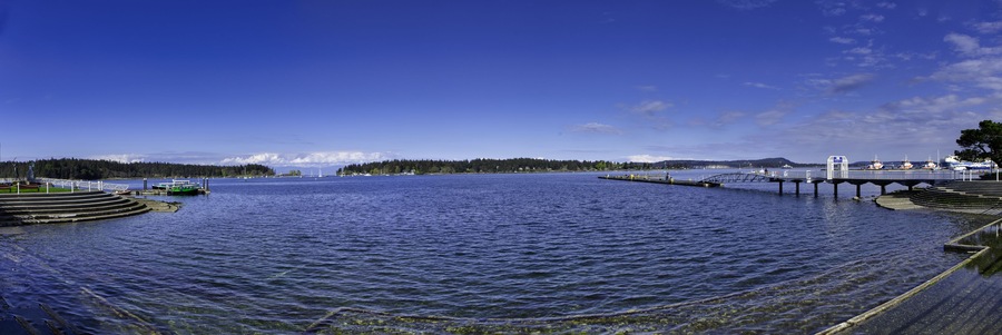 Panorama of maffeo sutton park in nanaimo, vancouver island, british colombia, canada.
