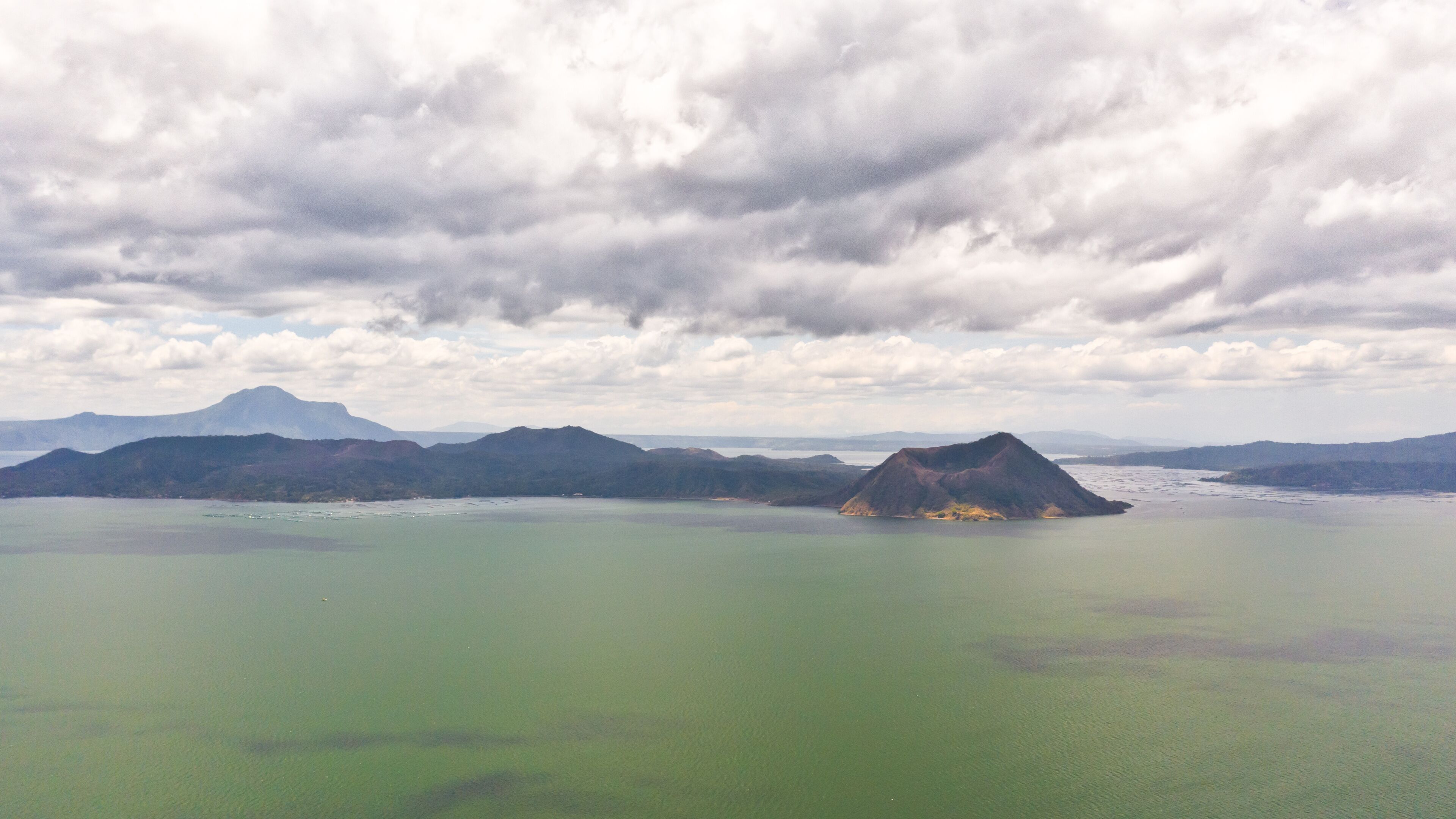 Taal Volcano in lake. Tagaytay, Philippines. Landscape with a volcano and islands.