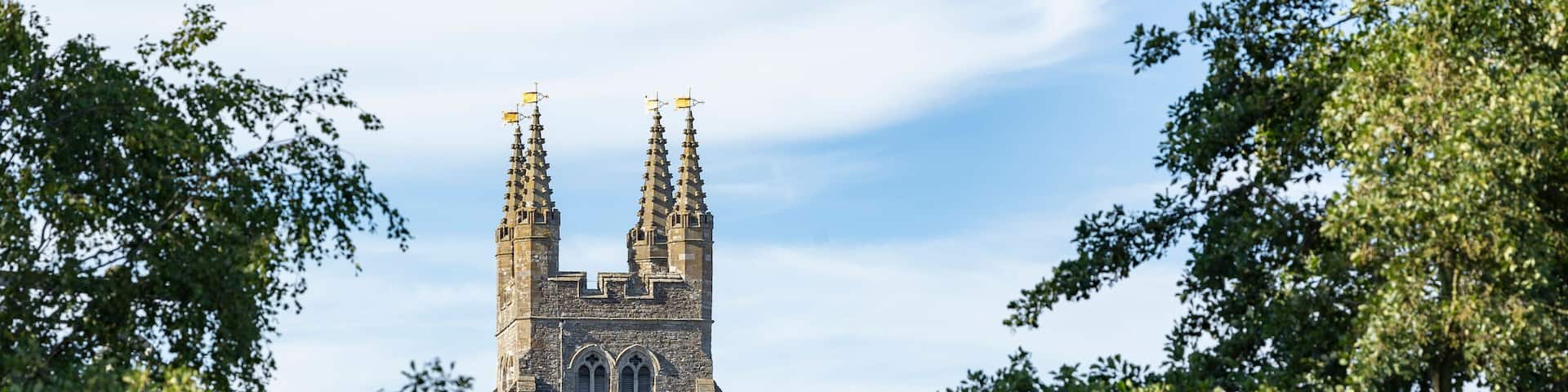 Tenterden, Kent, united kingdom, 16, August, 2023 St Mildreds church tower, early evening light
