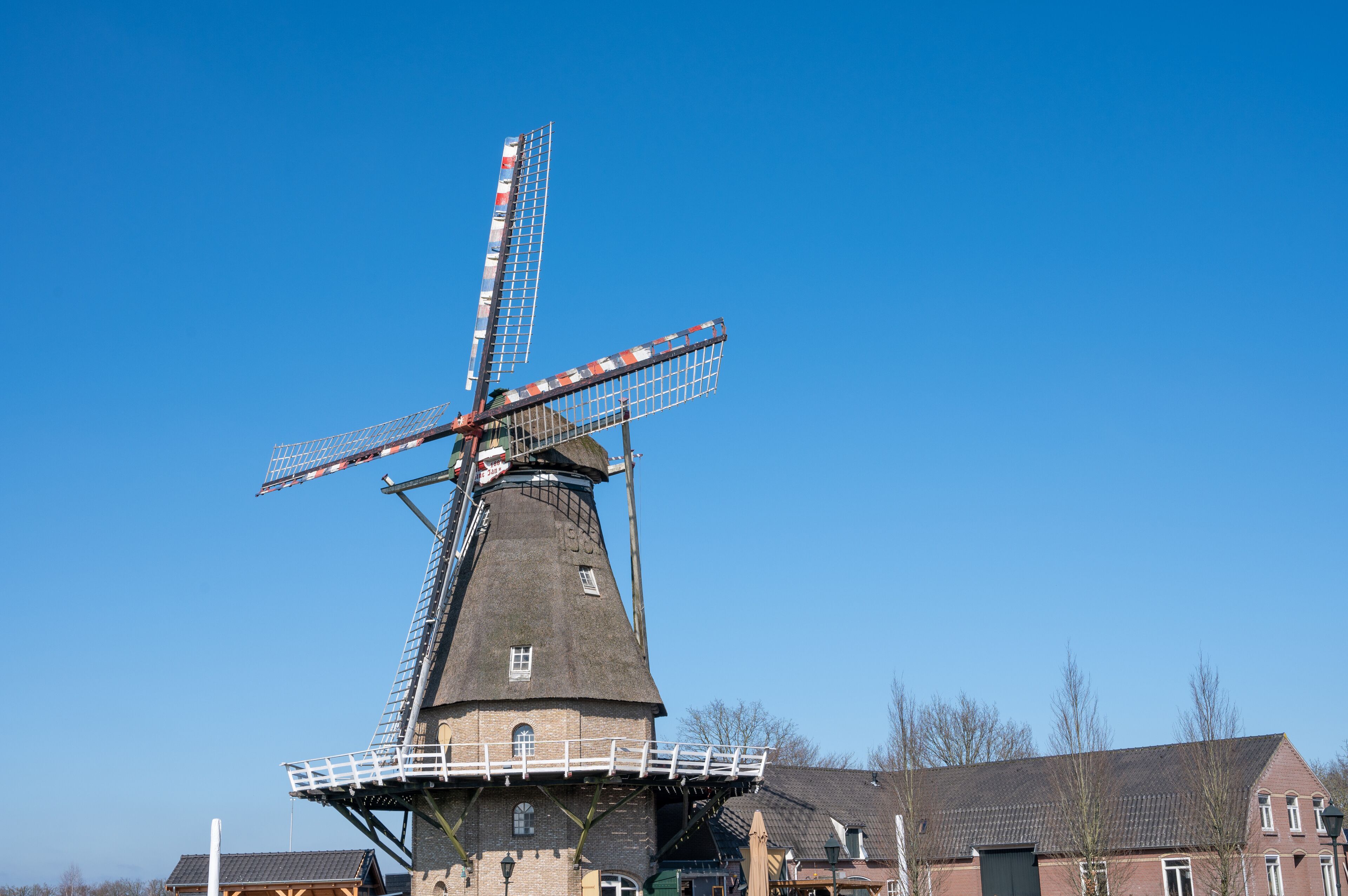 Old Dutch grain wind mill in Veldhoven, North Brabant, Netherlands