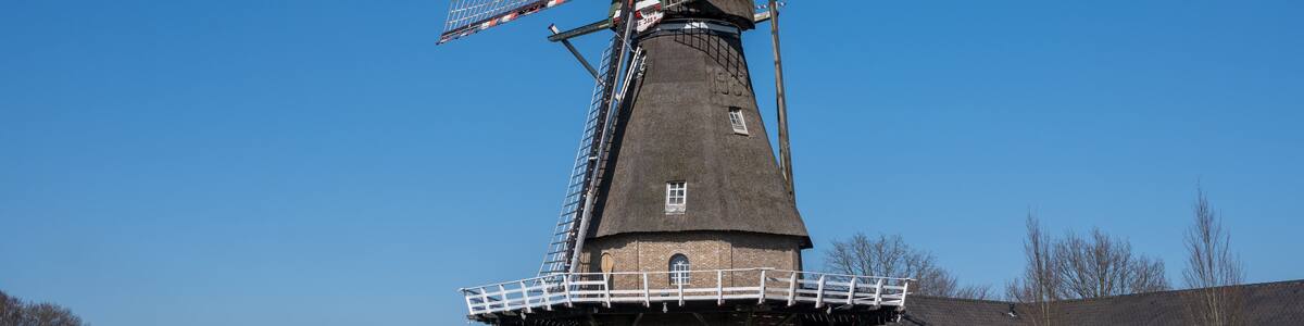 Old Dutch grain wind mill in Veldhoven, North Brabant, Netherlands