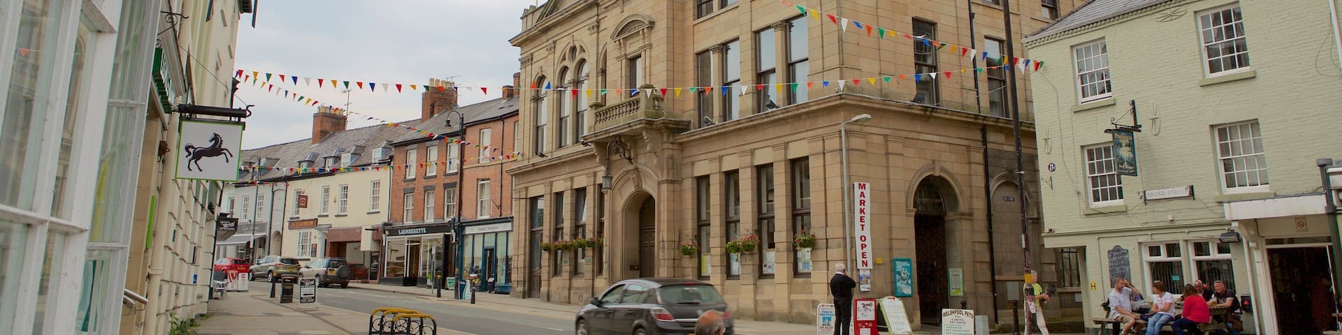 Welshpool which includes street scenes as well as an individual male