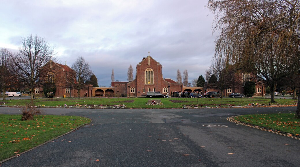 View west from the main road through the cemetery