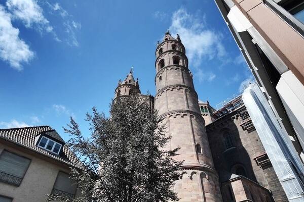 The St Peter's Dom is a church in Worms, southern Germany. The Dom is located on the highest point of the inner city of Worms and is the most important building of the romanesque style in Worms. It is closely associated with Bishop Burchard and the high point of Worms' history in the 12th and 13th centuries. It was the seat of the Catholic Prince-Bishopric of Worms until its extinction in 1800.