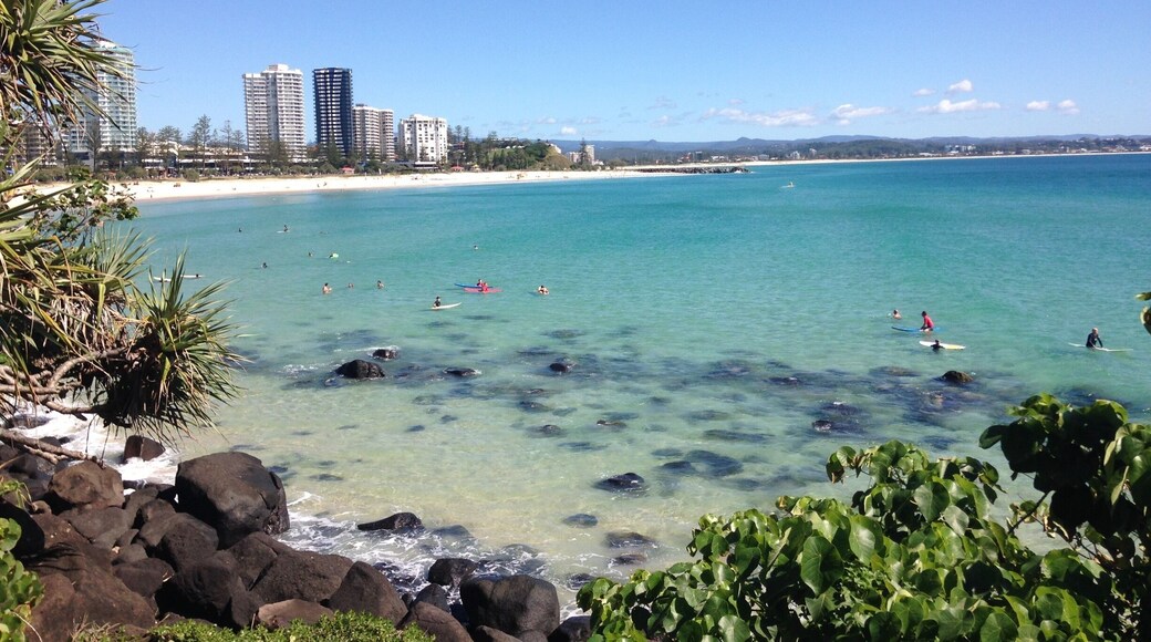 One of my favourite local spots.. in between greenmount beach and rainbow bay. Nice spot to read or book or swim at high tide. Or to check the surf of both points #beach #surf #travel #swim #goldcoast #australia #water