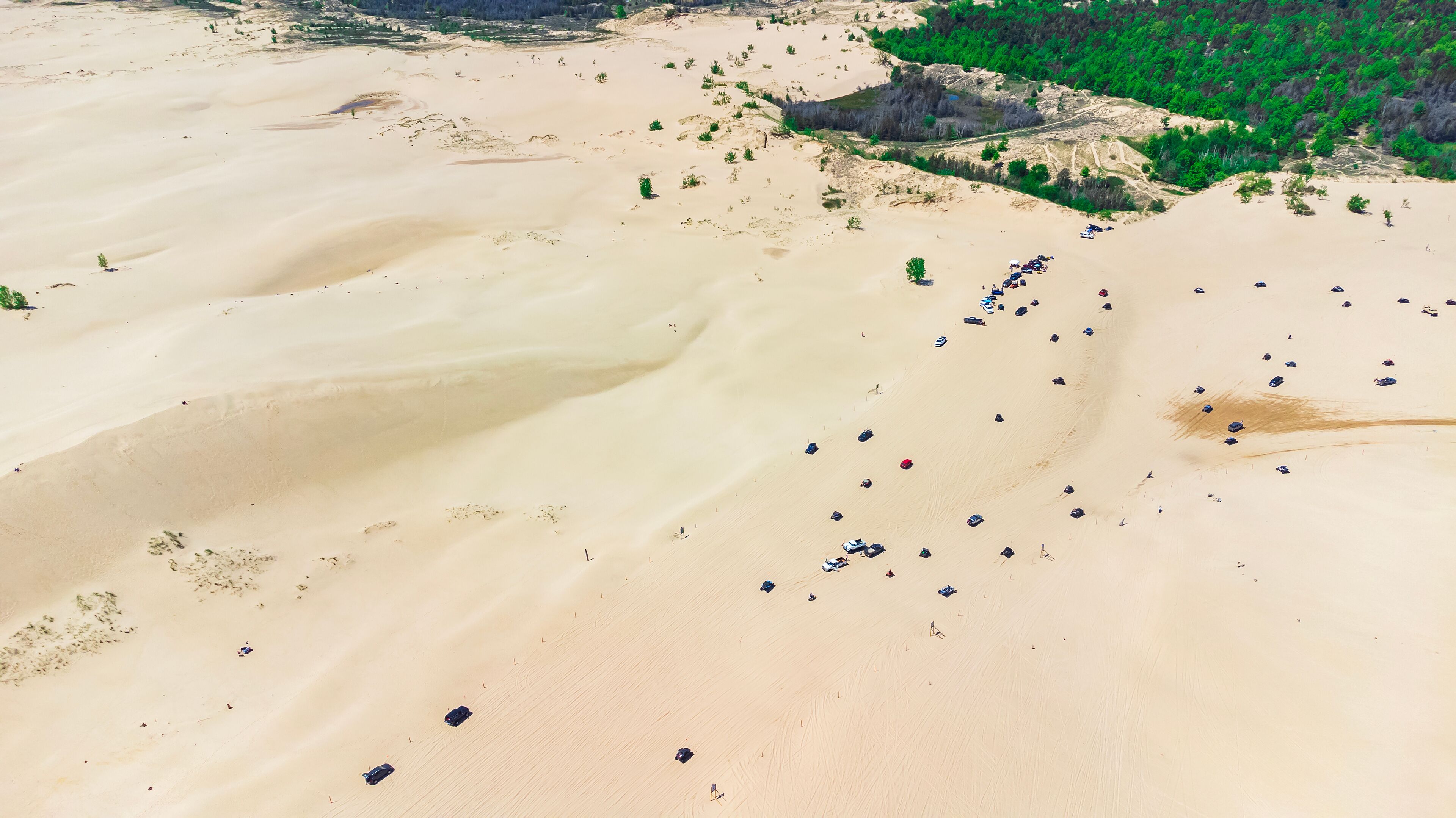 Breathtaking aerial view of Silver Lake Sand Dunes -  Michigan - one of the top favorites in the USA.