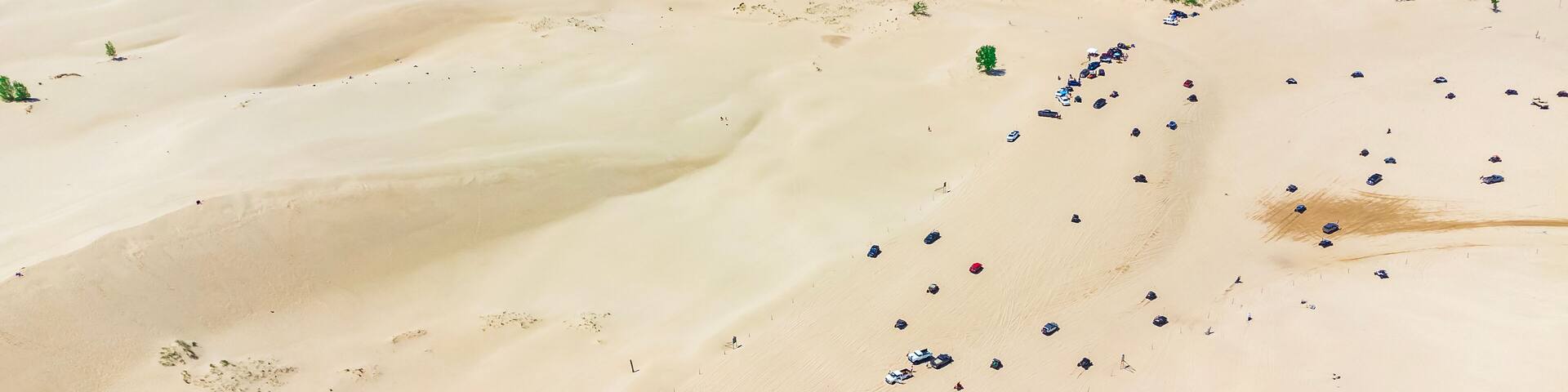 Breathtaking aerial view of Silver Lake Sand Dunes - Michigan - one of the top favorites in the USA.