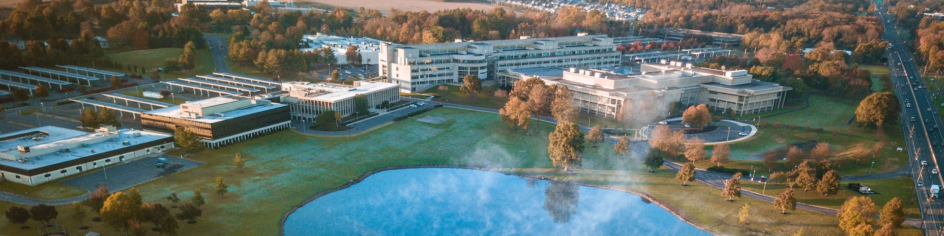 Aerial Foggy Morning Sunrise - South Brunswick NJ