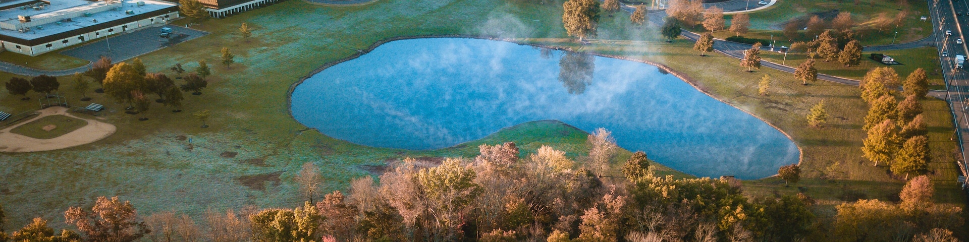 Aerial Foggy Morning Sunrise - South Brunswick NJ