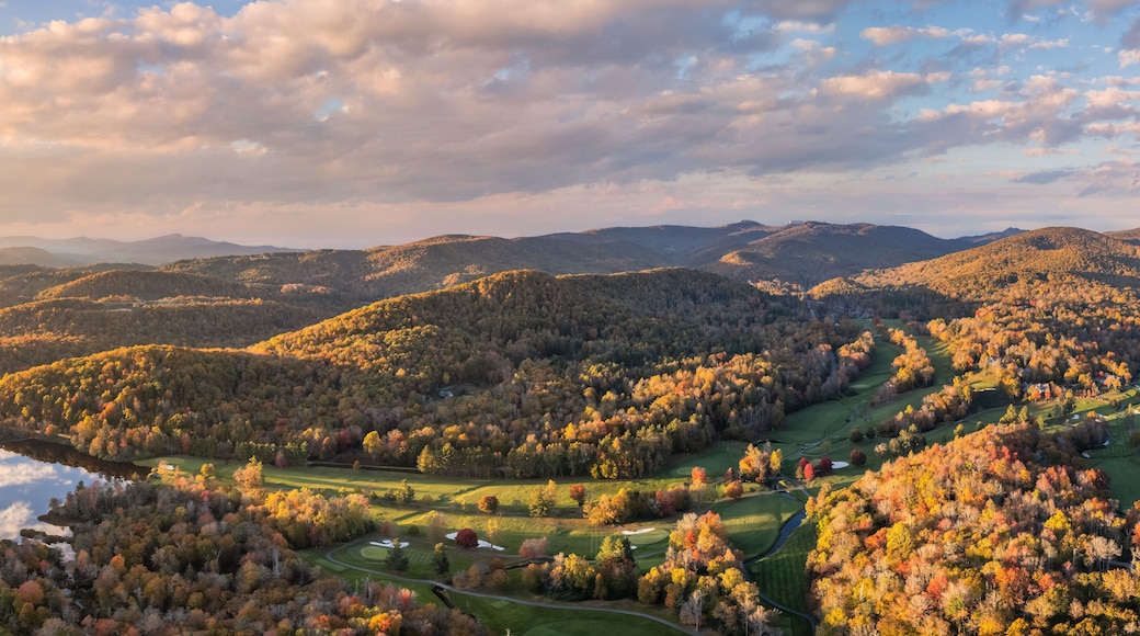 Beautiful Autumn Sunset in North Carolina Blue Ridge Mountains - Linville Golf Course and Eseeola Lodge Resort