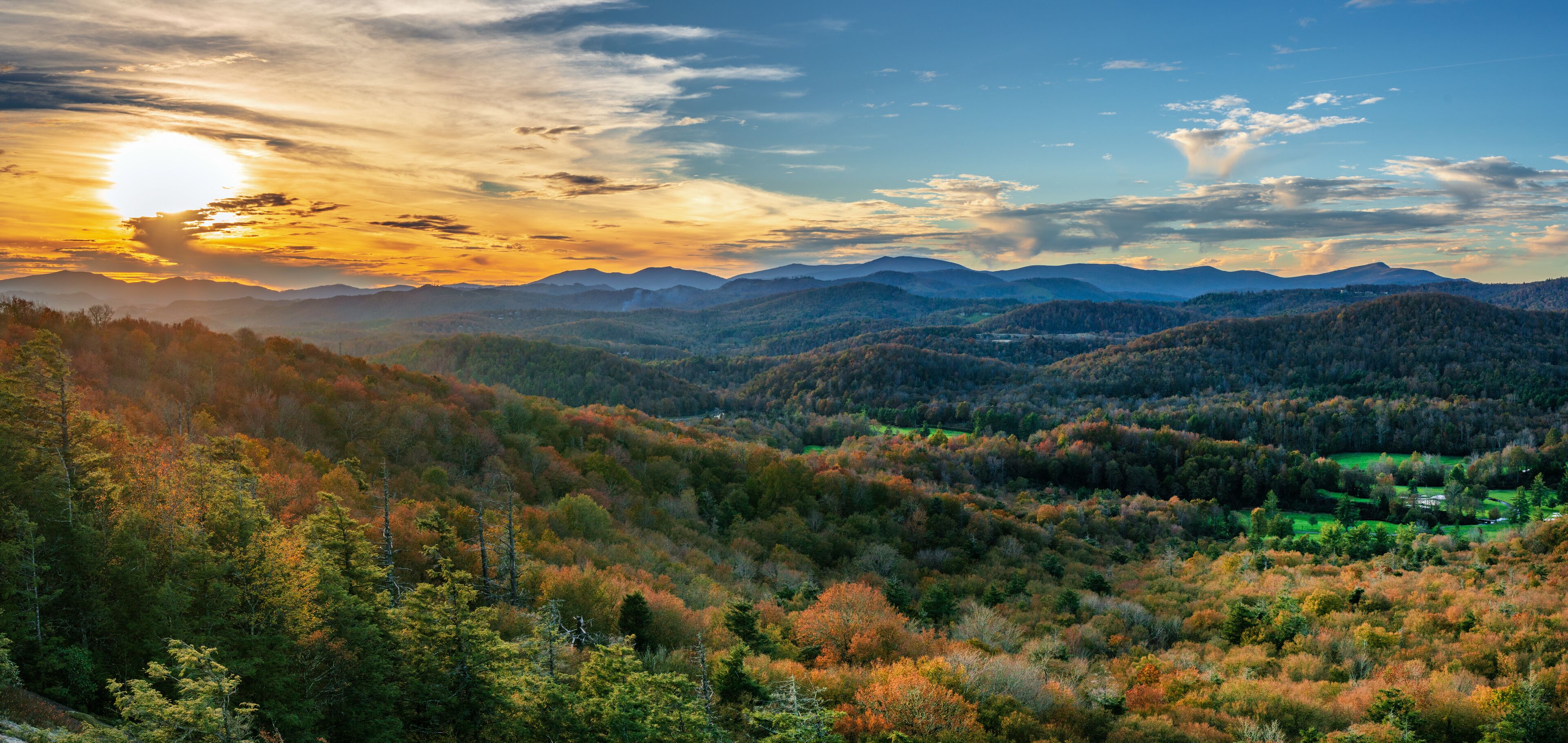 Autumn Sunset at Flat Rock on the Blue Ridge Parkway - North Carolina