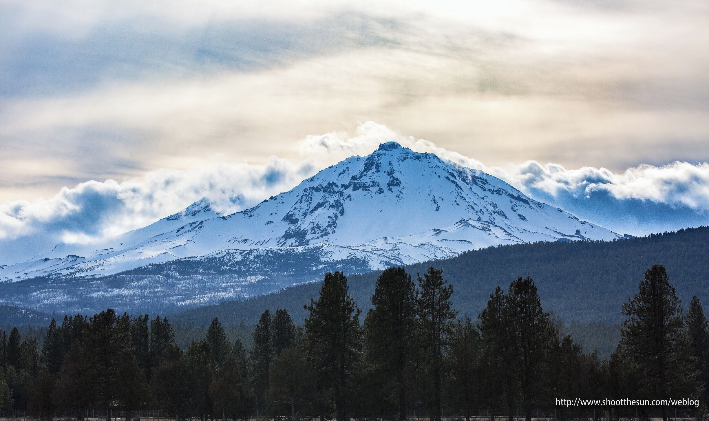 The North Sister, with the peak of Middle Sister making a cameo appearance over the south (left) slope of its sibling.