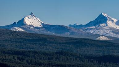 Cascade Mountain Range - Mt Washington, and the Three Sisters in the Oregon Cascades.