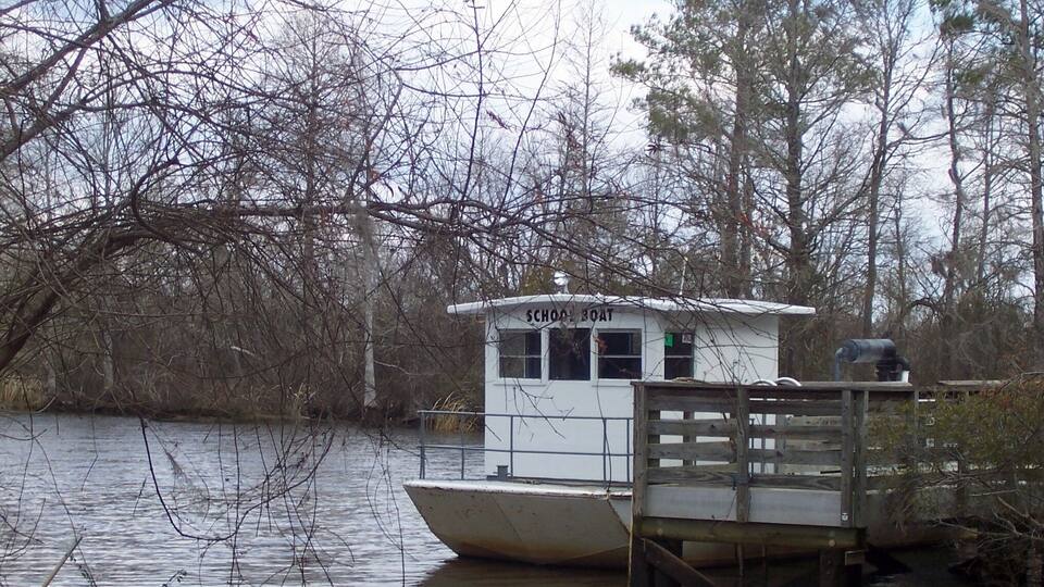 The Sandy Island school ferry, which has been ferrying children from this remote island to public nearby schools for years.