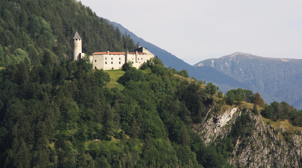 Italy, South Tirol, Schloss Sprechenstein. The Sprechenstein Castle according to a document was re-built in 1241 on a high rocky spur southeast of Sterzing. The castle is formed by a lower fortress, an upper keep and a palace; it was owned by the Trautson. In 1775 the family Trautson extinguished and the castle passed to the Auersperg from Salzburg which are still the owner.
