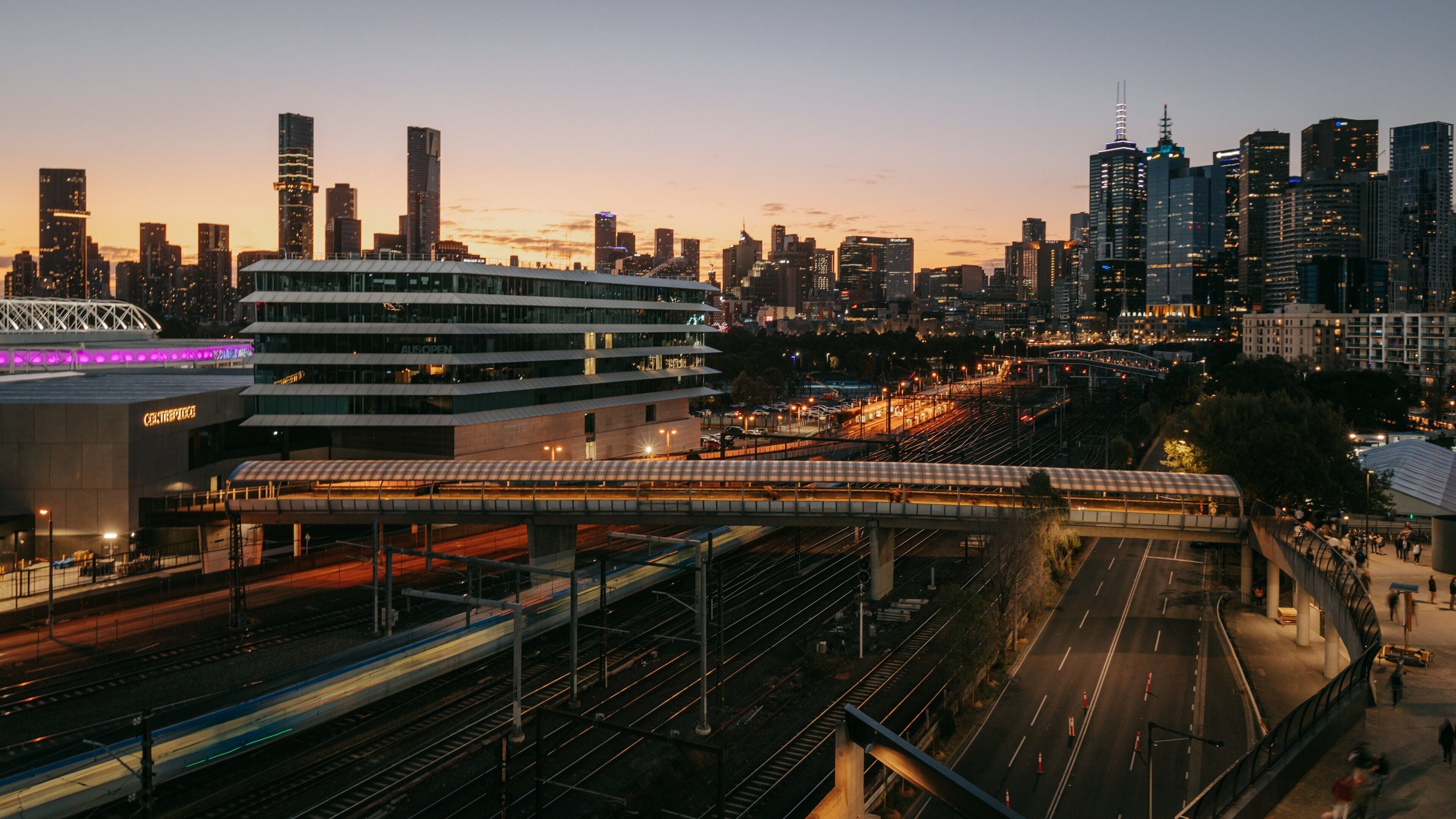 East Melbourne featuring landscape views, a sunset and a city