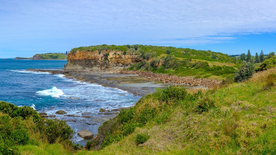 Panoramic view of a section of the Kiama to Gerringong Coastal Walk excellent for native wildlife and whale watching NSW, Australia