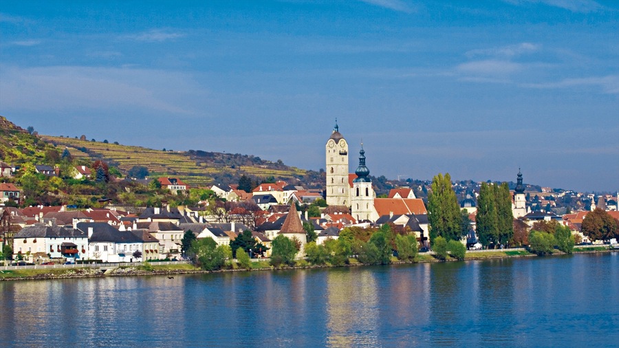 Krems an der Donau featuring a small town or village and a river or creek