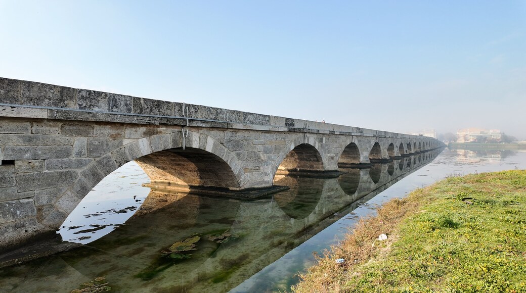 This bridge located in Silivri, Istanbul, Turkey was built by Mimar Sinan. It was built for Suleiman the Magnificent. It is 333 meters long.