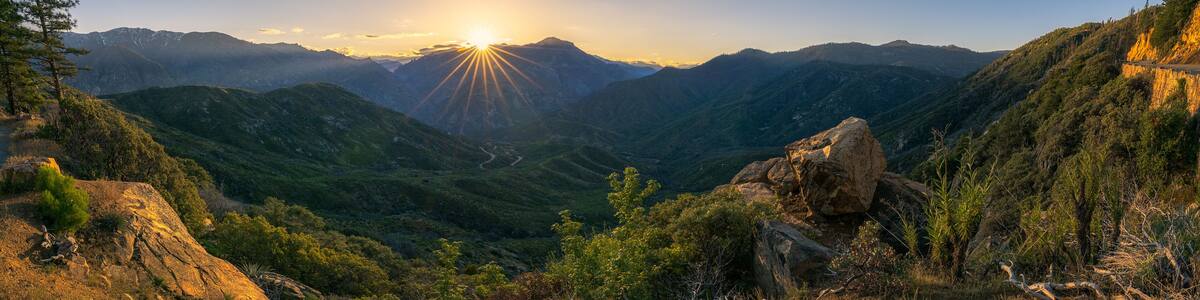 sunset over kings canyon national park, usa